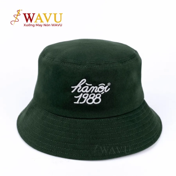 Nón Bucket Thêu “Hà Nội 1988” – Nón Vintage Xanh Rêu