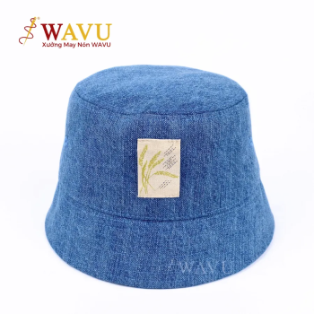 Nón Bucket Jean Trơn Gắn Tag Vải – Thiết Kế Tối Giản, Cực Trendy