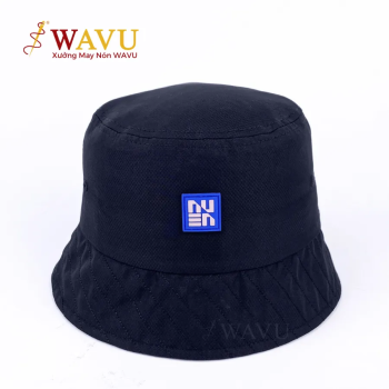 Nón Bucket Đen Gắn Logo – Mũ Thời Trang Unisex Chất Canvas Cao Cấp