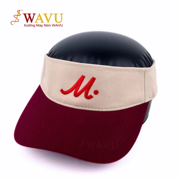 Nón Lưỡi Trai Nửa Đầu Thể Thao – Phối Màu Kem Đỏ – Thêu Logo