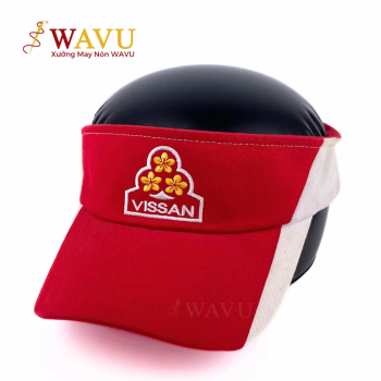 Nón Lưỡi Trai Nửa Đầu Thể Thao – Đỏ Trắng – Thêu Logo VISSAN