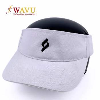 Nón Visor Thể Thao Thêu Logo Đen – Kaki Trắng – Xưởng May Nón WAVU