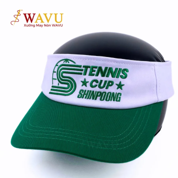 Nón Lưỡi Trai Nửa Đầu Thể Thao – Trắng Phối Xanh Lá – Thêu Logo Tennis CUP