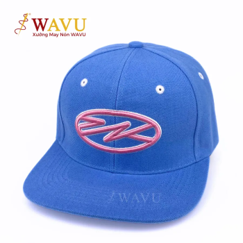 Nón Snapback Xanh Dương Logo Hồng | Mũ Local Brand Form Đứng Cá Tính