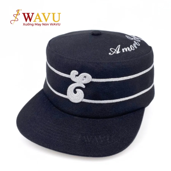 Nón Cadet Đen Thêu Dây Bạc | Mũ Local Brand Form Đứng Sang Trọng Cá Tính