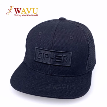 Nón Snapback Đen Lưới – Thêu Logo SIPHER Tone Sur Tone