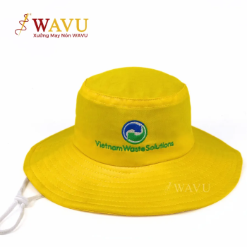 Nón Tai Bèo Vành Lớn Màu Vàng – Thêu Logo Vietnam Waste Solutions