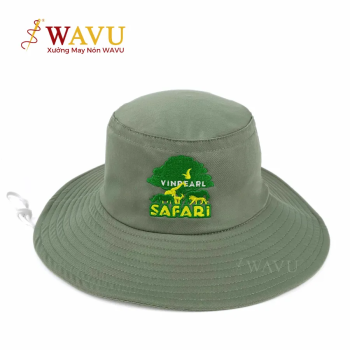 Nón Tai Bèo Màu Xanh Rêu Thêu Logo Vinpearl Safari | Nón đồng phục khu du lịch – Xưởng WAVU